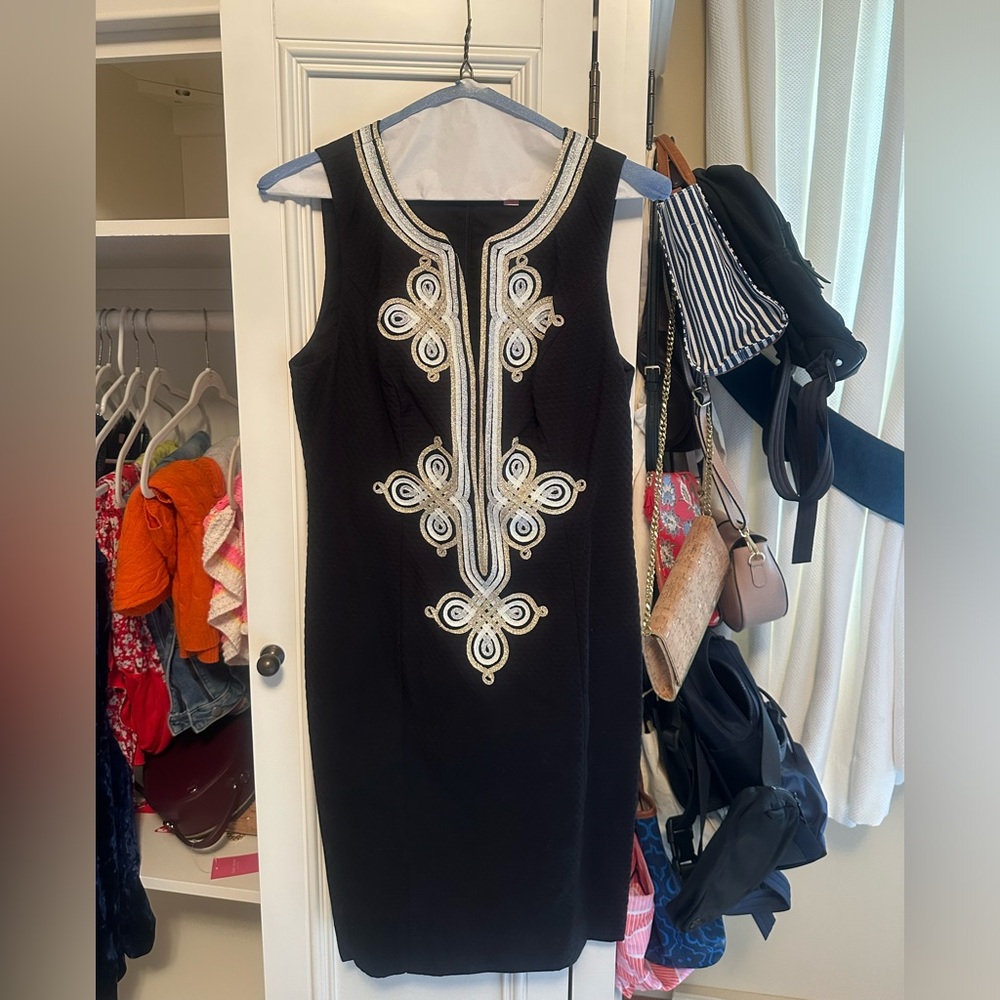 Lilly Pulitzer Black Dress with Gold Accents